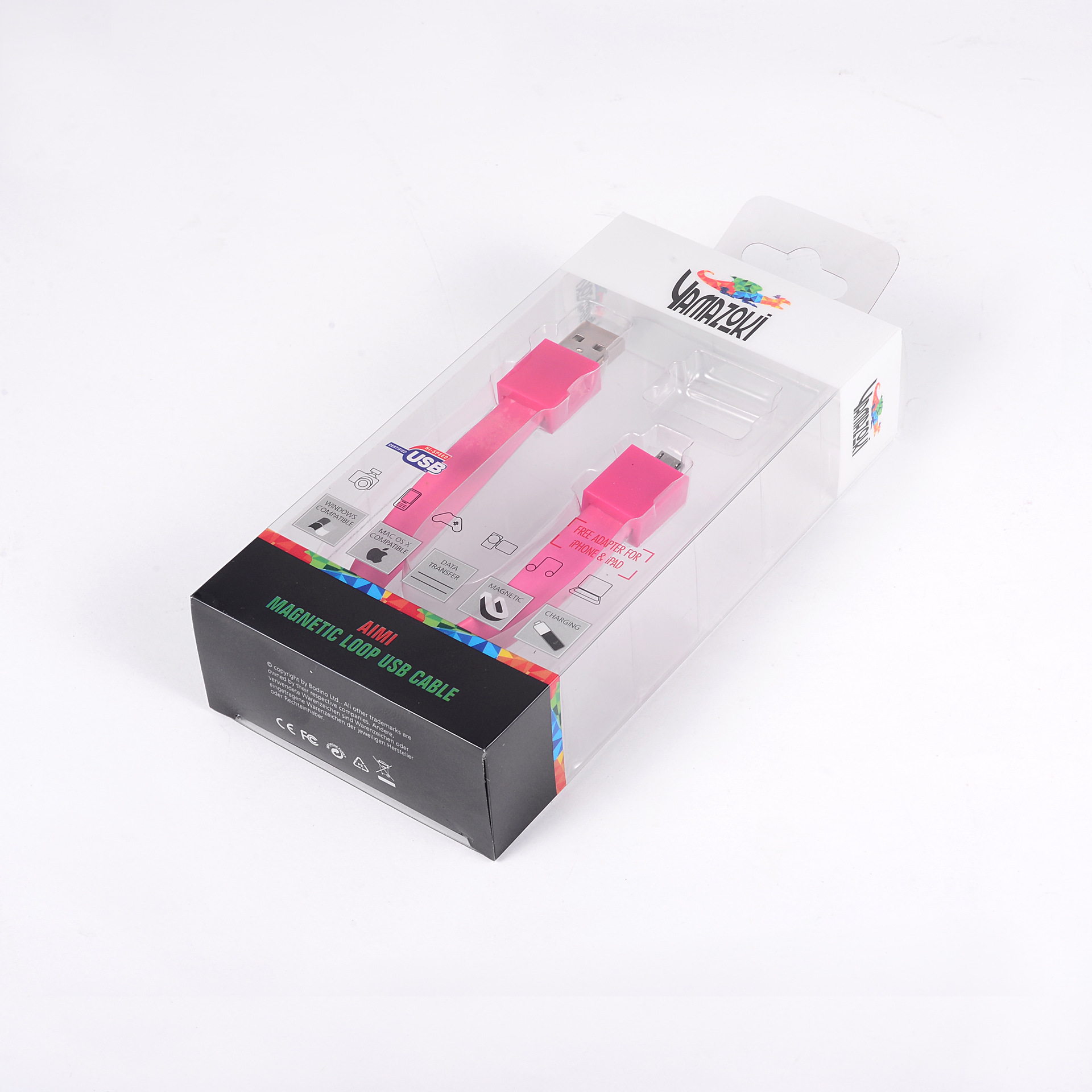 专业定制透明PVC包装彩盒环保塑料USB数据线包装盒